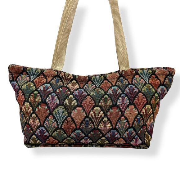 1960's handmade peacock rainbow tapestry carpet bag - Picture 13 of 15